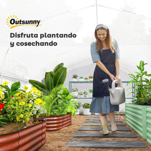 Invernadero de Túnel 6x3x2 m con Anti-UV y Puerta Enrollable con Cremallera Paredes Laterales con Malla Blanco [3]