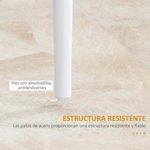 Set de 4 Sillas de Comedor Tapizadas de Piel Sintética con Respaldo Alto y Patas de Acero 41x50x97 cm Blanco [3]