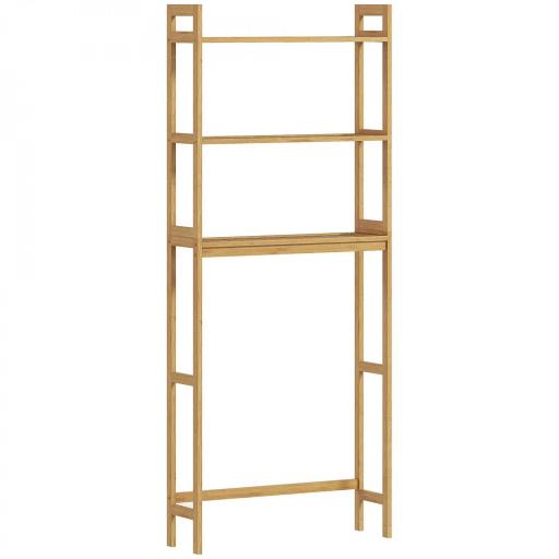 Mueble sobre Inodoro con 3 Estantes y Alfombrillas Antideslizantes 68x20x165 cm Natural [10]