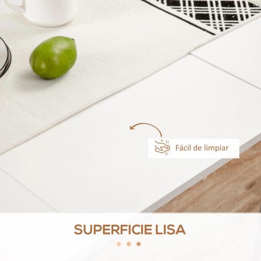 Mesa de Comedor Extensible para 4-6 Personas Mesa Auxiliar Multifuncional para Estudio Cocina 180x85x75 cm Blanco [8]