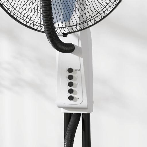 Ventilador Nebulizador Oscilante 90 W Tanque 2,8L 3 Velocidades 5 Aspas y Ruedas Ø44,5x120 cm Blanco [6]