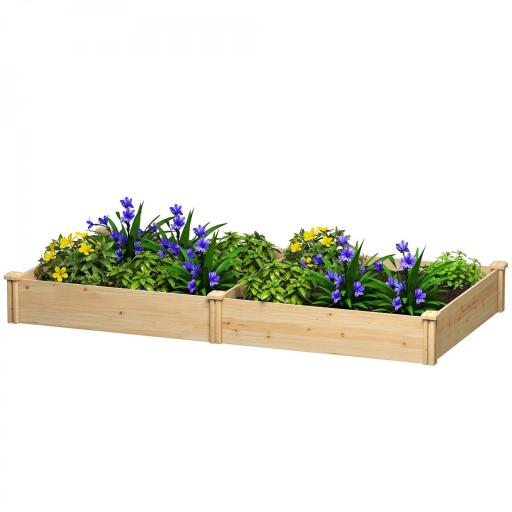 Jardinera Elevada de Madera Huerto Urbano para Cultivar Plantas con Divisor y Base Abierta 235x121x26 cm Natural [8]