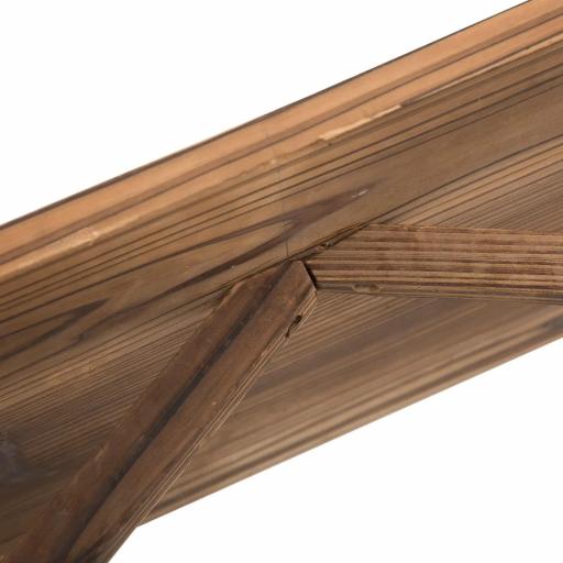 Banco de Exterior de Madera con Reposabrazos y 2 Ruedas Decorativas Estilo Rústico Carga 250 kg 114x58x80 cm Carbonizado [6]