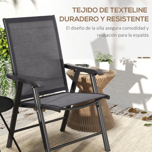 Conjunto de 2 Sillas de Camping Plegables con Reposabrazos para Jardín Terraza Carga 110 kg 58x64x94 cm Gris Oscuro [4]