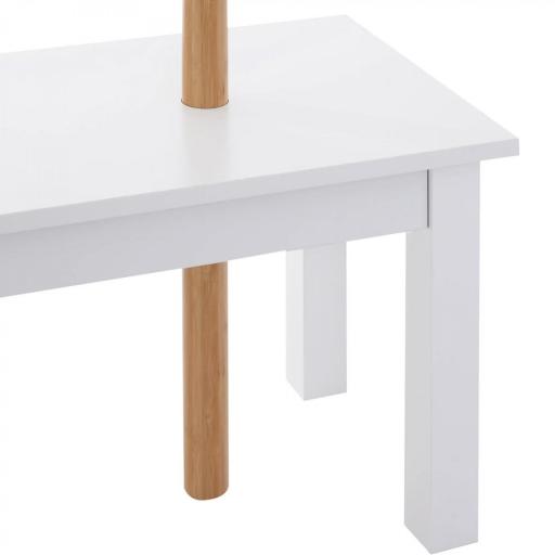 Perchero de Pie con Banco Colgador Tipo Árbol Moderno 6 Ganchos para Colgar Ropa Bolsa Pasillo Entrada Bambú y MDF 80x30x180cm [5]