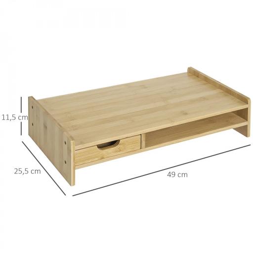 Soporte para Monitor de Bambú Organizador de Escritorio para Ordenador Portátil 49x25,5x11,5 cm Natural [1]