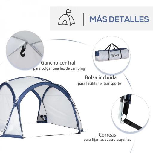 Carpa Portátil de Camping para 6-8 Personas con 4 Mosquiteros Gancho y Bolsa Anti-UV 350x350x230 cm Blanco y Azul [4]