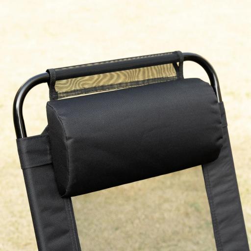 Conjunto de 2 Sillas de Camping Plegables con Reposacabezas Desmontable y Respaldo Reclinable 62x70x109 cm Negro [5]