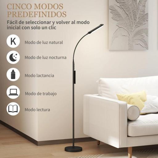 Lámpara de Pie LED Regulable con Temperaturas de Color Ajuste Continuo Control Remoto y Táctil Temporizador Negro [1]
