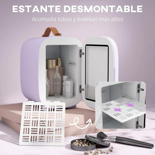 Nevera Pequeña Extrasilenciosa 4L 9V/240V para Enfriar y Calentar Mini Frigorífico 20,3x26,3x28 cm Violeta [4]
