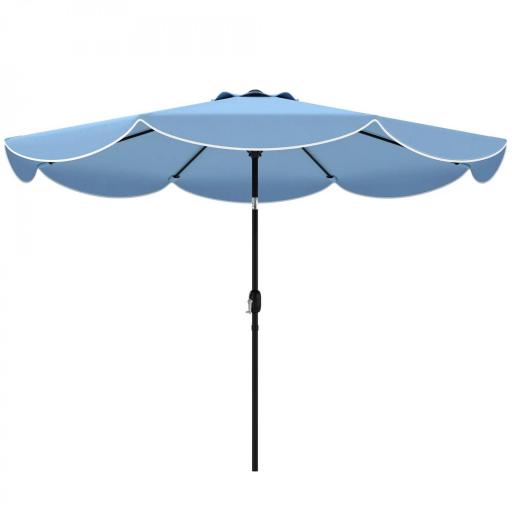 Sombrilla Terraza Exterior Ø2,7 m Sombrilla con Inclinación Ajustable 3 Posiciones Manivela y Volante Azul Celeste [8]