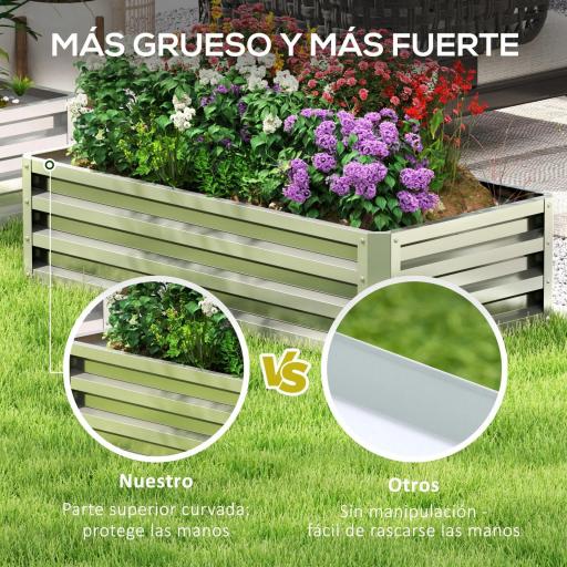 Jardinera Elevada Rectangular de Acero Galvanizado para Cultivar Plantas Flores Hierba 120x60x30,5 cm Plata [3]