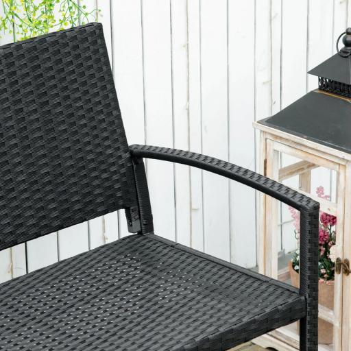 Banco de Jardín de 2 Plazas Banco para Exterior con Respaldo y Asiento de Ratán PE Carga 240 kg 122x60x85 cm Negro [5]