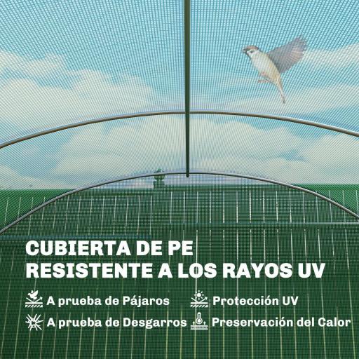 Invernadero de Túnel 6x3x2 m con 6 Ventanas de Malla Cubierta de PE Anti-UV y 3 Puertas Enrollables Verde [4]
