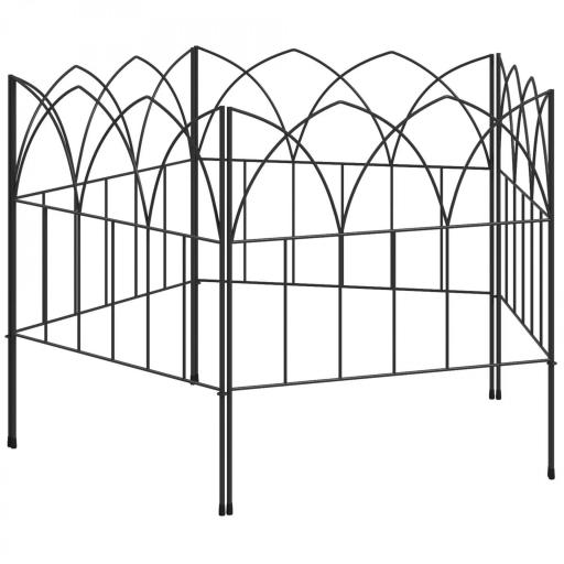 Set de 5 Vallas Decorativas para Jardín de Metal 205x45,5 cm Combinación Libre Barrera para Animales Negro [10]