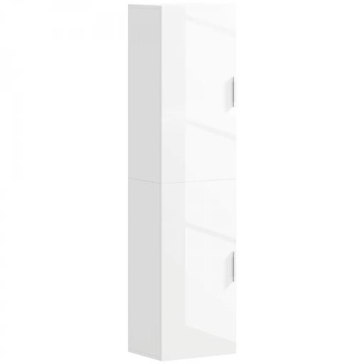 Columna de Baño de Pared con Estantes Ajustables y 2 Puertas Mueble de Baño Moderno 40x30x160 cm Blanco [5]