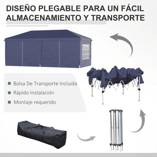 Carpa Plegable 6x3x2,7 m con 4 Paneles 4 Ventanas 2 Puertas 1 Bolsa Anti-UV y 12 Orificios de Drenaje Azul [5]