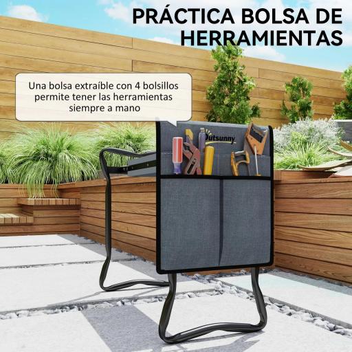 Taburete de Jardín Plegable con Almohadilla de Espuma EVA Asiento de Jardín 2 en 1 con Bolsa para Herramientas [5]