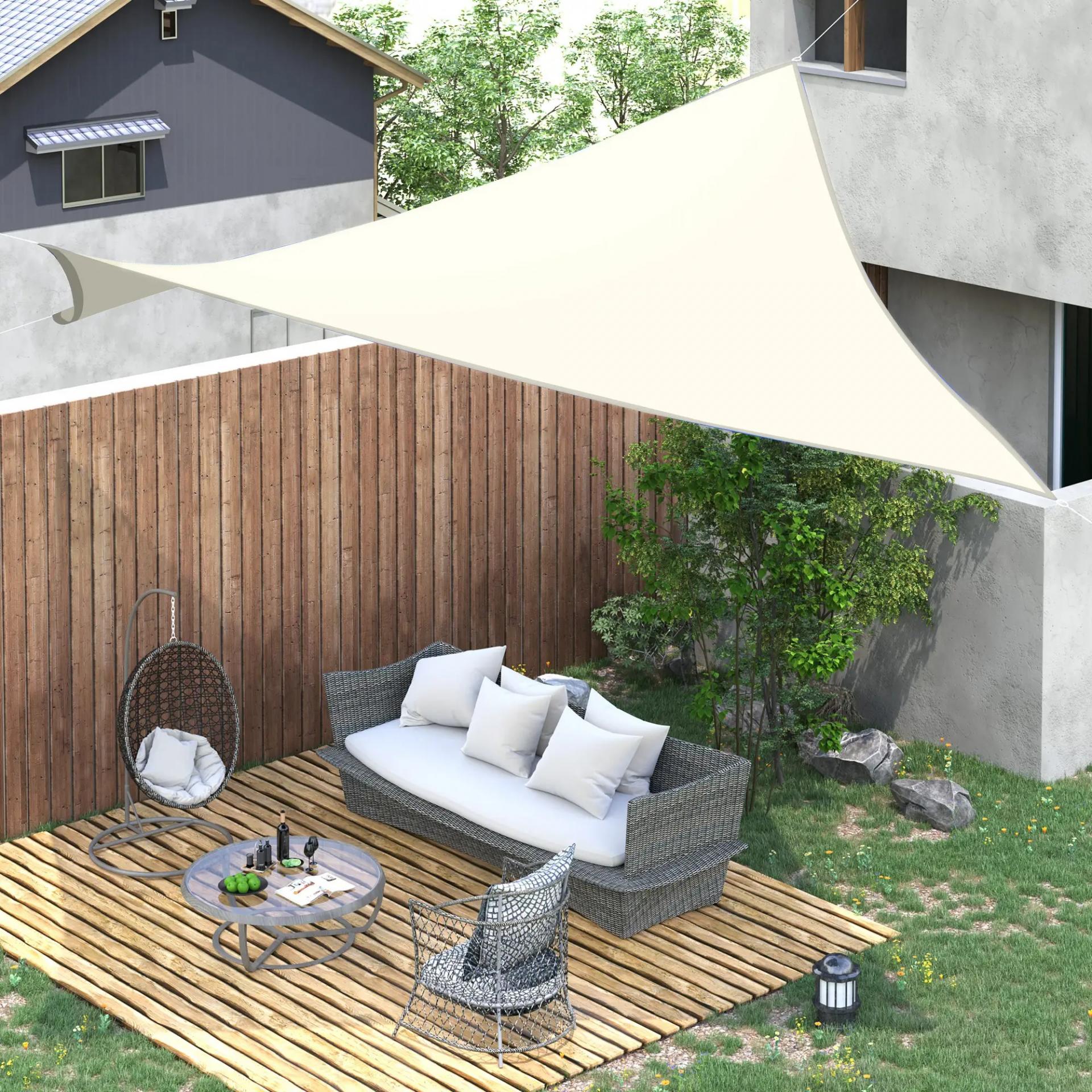 Toldo Vela de Sombra Cuadrado 3x3 m Toldo de Terraza de Poliéster con Anillo de Acero Inoxidable y Cuerdas Crema
