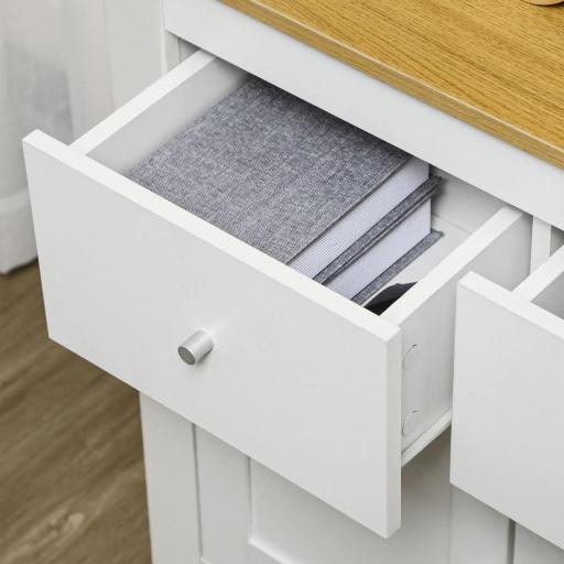 Aparador Compacto de Cocina Buffet Auxiliar de Comedor con Puertas y Cajones para Salón Entrada 78x35x80 cm Blanco [8]