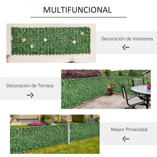 Seto Artificial Ocultación Jardín en Rollo 3x1 m Valla de Privacidad de Hiedra Artificial para Balcón Exterior [4]
