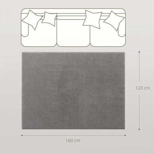 Alfombra Salón 120x160 cm Lavable en Lavadora Pelo Largo Estilo Moderno Tapete para Sala de Estar Dormitorio Gris Claro [1]