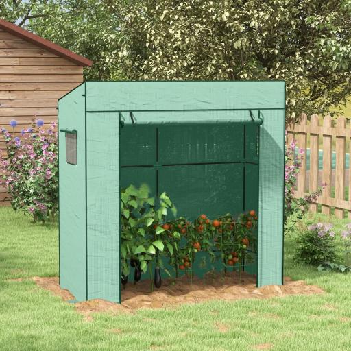 Invernadero de Exterior con Ventanas de Malla y Puerta con Cremallera para Cultivar Plantas Flores 196x77x197 cm Verde [2]