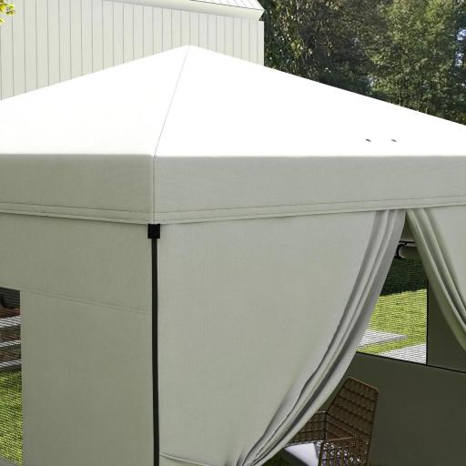 Carpa Plegable Pop-Up 3x3 m con 4 Cortinas Laterales 2 Ventanas de Malla Altura Ajustable Impermeable y Anti-UV Blanco [7]
