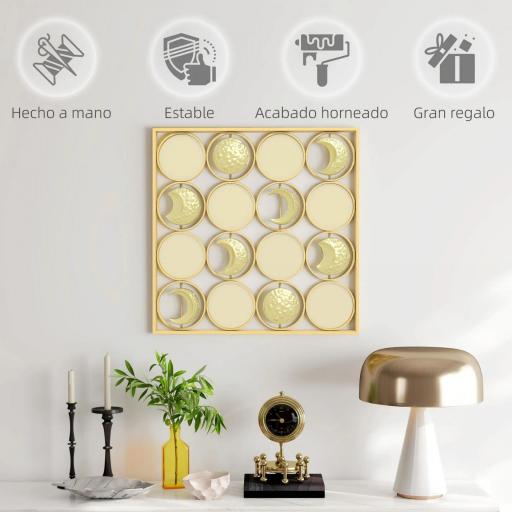 Decoración de Metal para Pared de Fases Lunares Multidireccional con 16 Discos Dorado [4]