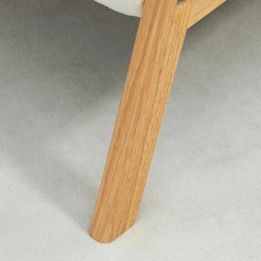 Sillón de Salón Tapizado en Terciopelo con Cojín y Patas de Madera de Caucho para Oficina 68x75x78 cm Crema [4]