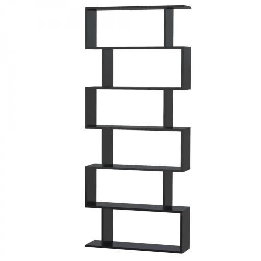 Estantería para Libros Moderna Librería con 6 Estantes para Comedor Salón Estudio 80x23x192 cm Negro [9]