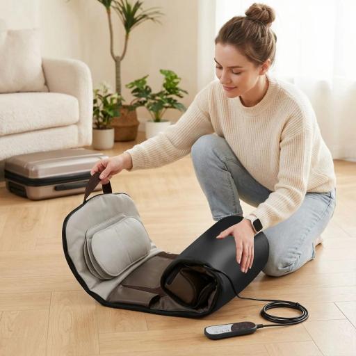Colchón de Masaje Plegable con Calefacción Compresión de Aire 4 Modos 3 Intensidades Apagado Automático Marrón [6]
