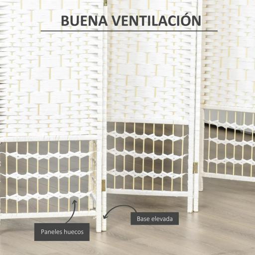 Biombo de 6 Paneles Separador de Ambientes Plegable de Fibra de Papel para Dormitorio Salón 242x170 cm Blanco [4]