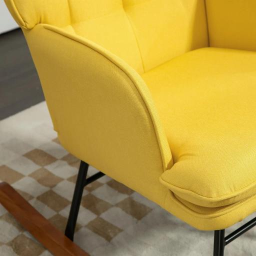 Silla Mecedora con Reposapiés Cojín Acolchado y Reposabrazos Carga 130 kg Amarillo [6]