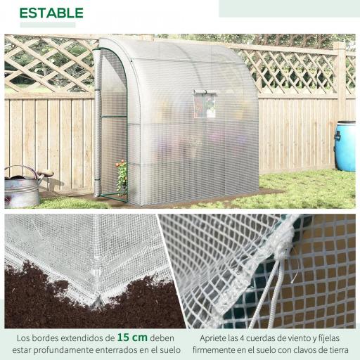 Invernadero de Exterior con Ventanas Estantes de 3 Niveles Puerta con Cremallera y Marco de Acero 200x100x215 cm Blanco [3]