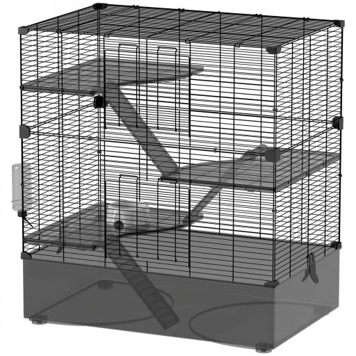 Jaula para Animales Pequeños con Múltiples Niveles Bandeja y Accesorios Incluidos 73x47x80 cm Negro [7]