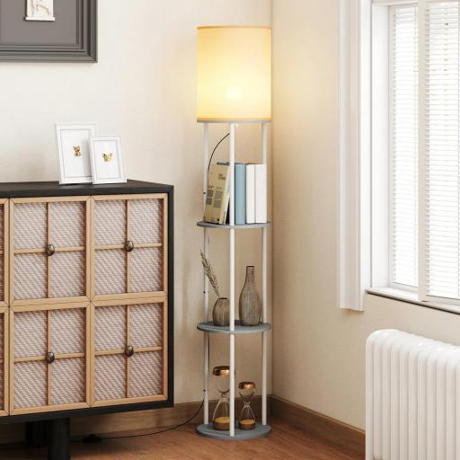 Lámpara de Pie con Estantes con 3 Temperaturas de Color Control Remoto para Salón Dormitorio Oficina Gris [4]