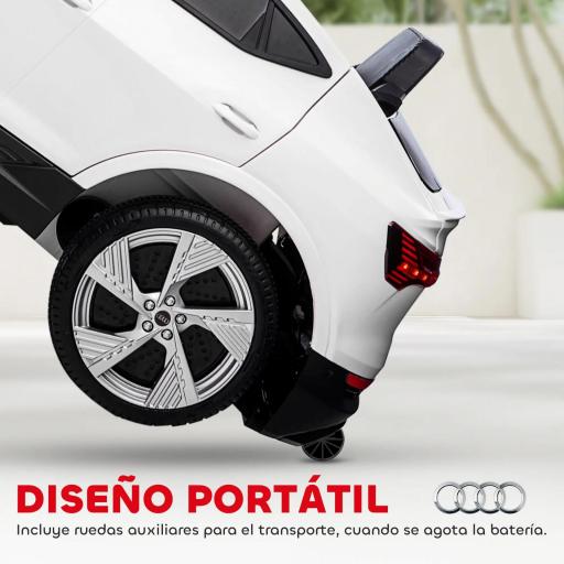 Coche de Batería para Niños 12V Audi E-tron con Mando a Distancia Faros Bocina Música Velocidad 3-5 km/h Blanco [4]