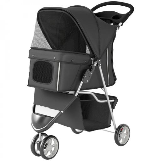 Carrito para Perros Pequeños con Cesta de Almacenaje Ventanas de Malla y Cinturón de Seguridad 77x44x102 cm Gris Oscuro [9]