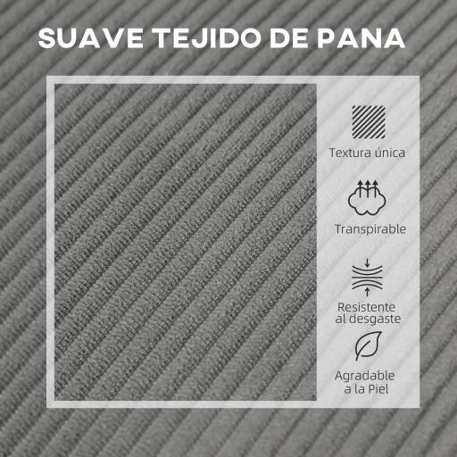 Sofá de 2 Plazas Tapizado en Pana con 2 Puertos USB 1 Puerto Tipo-C y Patas de Madera Carga 220 kg 110x60x85 cm Gris [5]