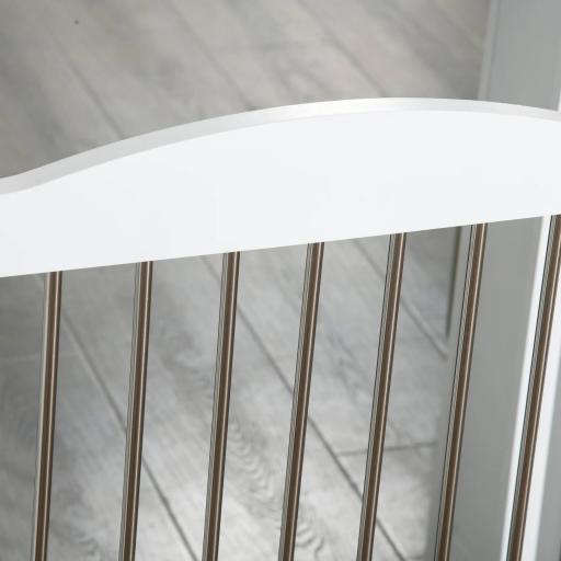 Barrera de Seguridad para Perros para Escaleras y Puertas Diseño Plegable y Pies de Apoyo 154x30x80 cm Blanco [6]