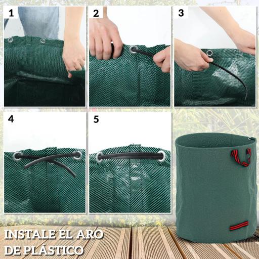 Set de 3 Bolsas de Basura de Jardín 272L con Asas Reforzadas y Aros Flexibles Plegables y Reutilizables [6]