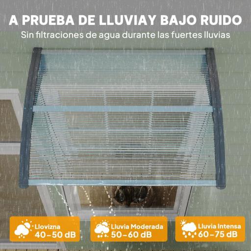 Marquesina para Puertas y Ventanas 100x75 cm con Paneles de Policarbonato Barra de Aluminio Transparente [5]