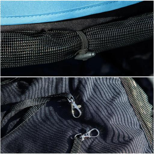 Cochecito para Perros Pequeños con Estructura de Paraguas con Cojín Lavable Portavaso Ventanas de Malla y Bolsa Azul [7]