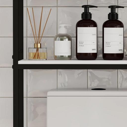 Mueble sobre Inodoro Armario sobre Inodoro con Estantes Ajustables y Compartimento Abierto 79,5x23x178 cm Multicolor [6]