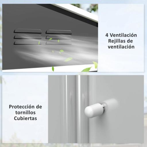 Cobertizo de Jardín Exterior 3,6 m² 236x171x191 cm con Puertas Correderas y Ranuras de Ventilación Gris Oscuro [2]