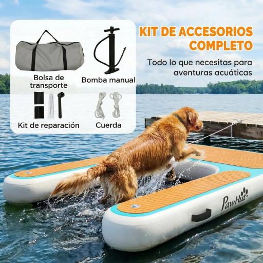 Rampa de Agua Hinchable para Perros para Piscina Barcos Lagos 151x102 cm con Superficie Antideslizante de EVA [7]