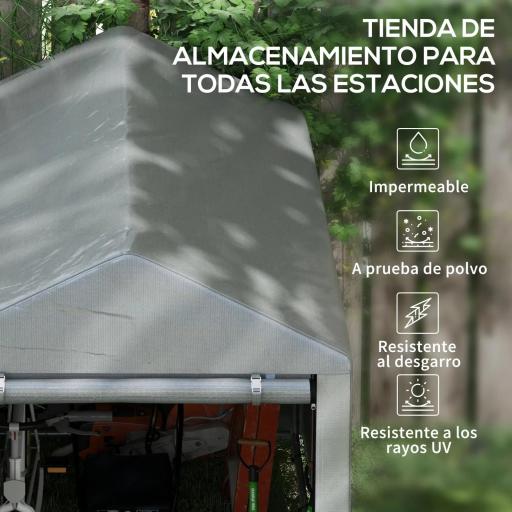 Carpa de Jardín para Bicicletas 1,2x1,8x1,65 m con 2 Habitaciones Puerta con Cremallera Impermeable Anti-UV Gris Claro [2]