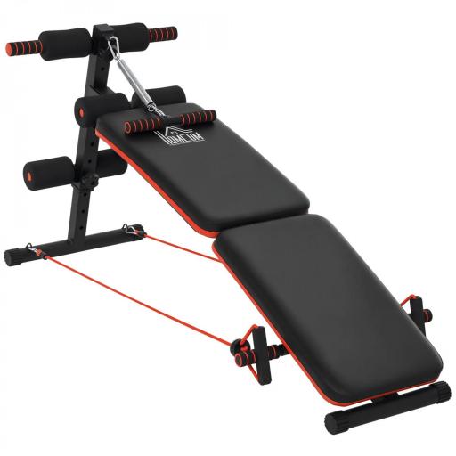 Banco de Ejercicio o Musculación, Banco Abdominales Plegable Ajustable en Altura con Soporte Poplíteo Regulable Ideal Hogar y Gimnasio 137x51x50-66 cm Negro [7]