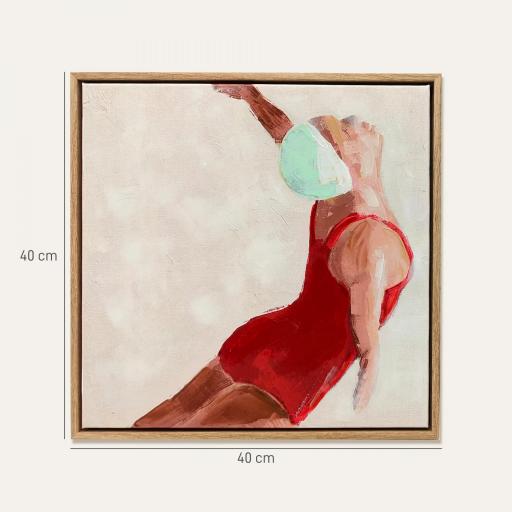 Cuadros en Lienzo Figuras Dinámicas a Mano 40x40 cm 2 Piezas Cuadros de Arte de Pared Enmarcados Rojo [4]